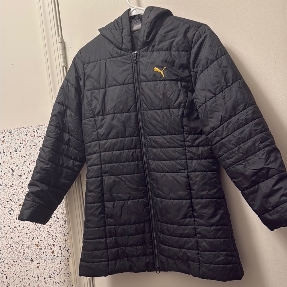 Puma Black and Gold Puffer Jacket with Hood